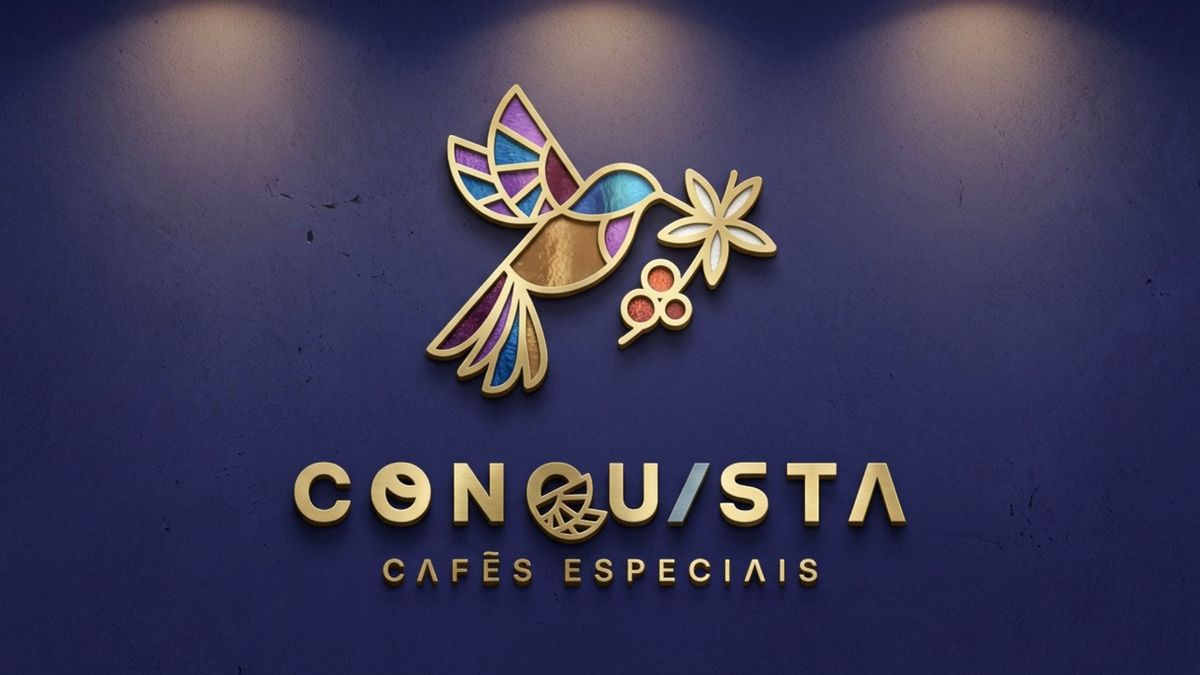 Conquista Cafés — logo on dark