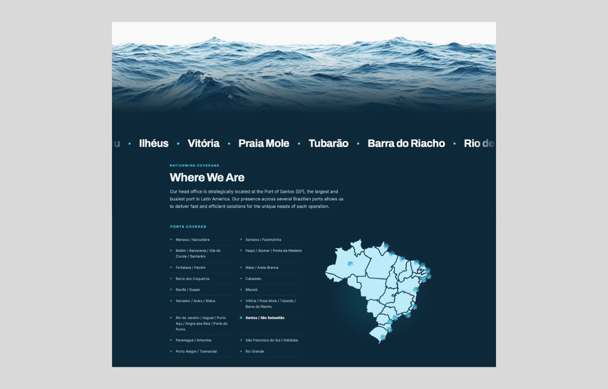 JBG Shipping website &mdash; interactive map of ports served