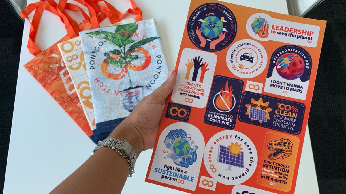 Pontoon — sticker sheet in hand